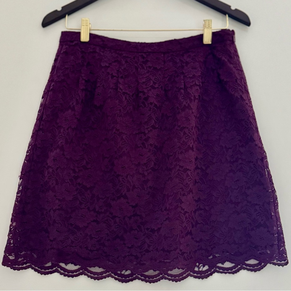 Ann Taylor LOFT Dark Wine Lace Skirt